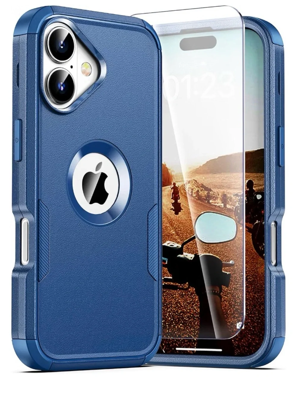 Blue Protective Phone Case with Screen Protector for iPhone 16- Rugged Armor new